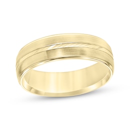 Adore Swiss Cut Brushed Wedding Band 10K Yellow Gold 6mm