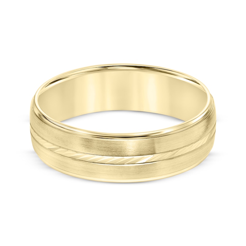 Main Image 3 of Swiss Cut Brushed Wedding Band 10K Yellow Gold 6mm