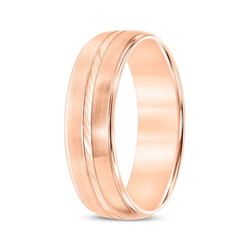 Main Image 2 of Swiss Cut Brushed Wedding Band 10K Rose Gold 6mm