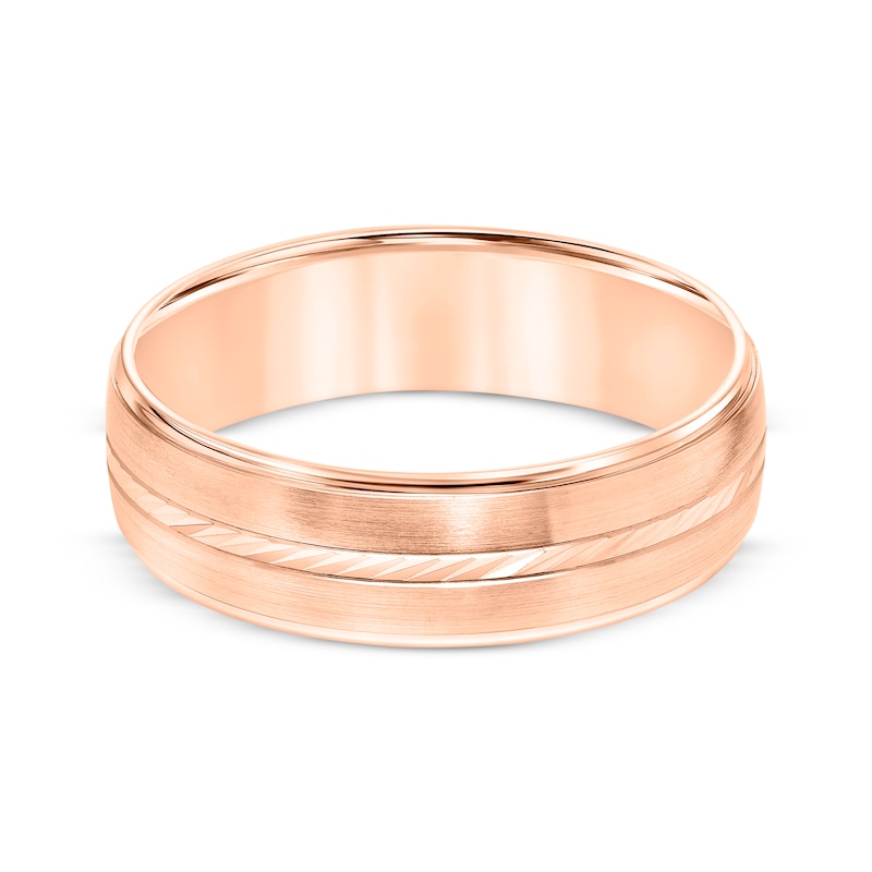 Main Image 3 of Swiss Cut Brushed Wedding Band 10K Rose Gold 6mm