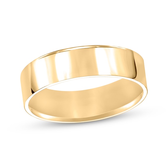 Flat Square-Edged Wedding Band 18K Yellow Gold 6mm