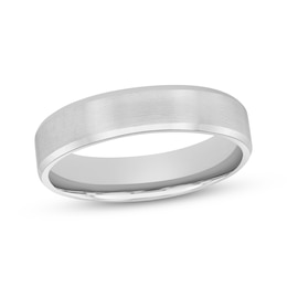 Beveled Edge Wedding Band 14K White Gold 5mm