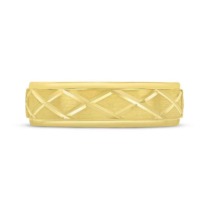 Main Image 3 of Geometric Diamond-Cut Wedding Band 10K Yellow Gold 6mm