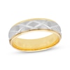 Thumbnail Image 1 of Geometric Diamond-Cut Wedding Band 10K Two-Tone Gold 6mm