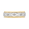 Thumbnail Image 3 of Geometric Diamond-Cut Wedding Band 10K Two-Tone Gold 6mm