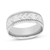 Thumbnail Image 1 of Patterned & Rope-Edged Wedding Band 10K White Gold 8mm