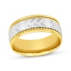 Thumbnail Image 1 of Patterned & Rope-Edged Wedding Band 10K Two-Tone Gold 8mm