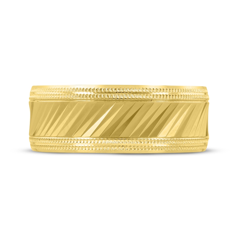 Main Image 3 of Diagonal Pattern Wedding Band 10K Yellow Gold 8mm