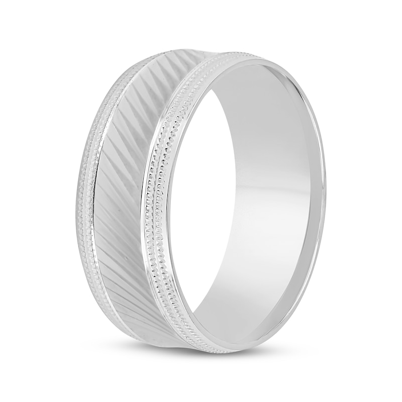 Main Image 2 of Diagonal Pattern Wedding Band 10K White Gold 8mm