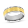 Thumbnail Image 1 of Hammered & Rope-Edged Wedding Band 10K Two-Tone Gold 8mm