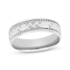 Thumbnail Image 1 of Patterned & Rope-Edged Wedding Band 10K White Gold 6mm