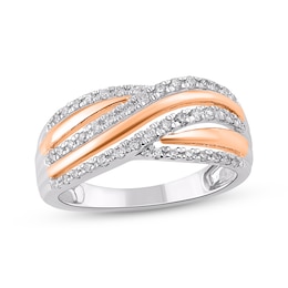 Diamond Multi-Row Crossover Ring 1/3 ct tw 14K Two-Tone Gold