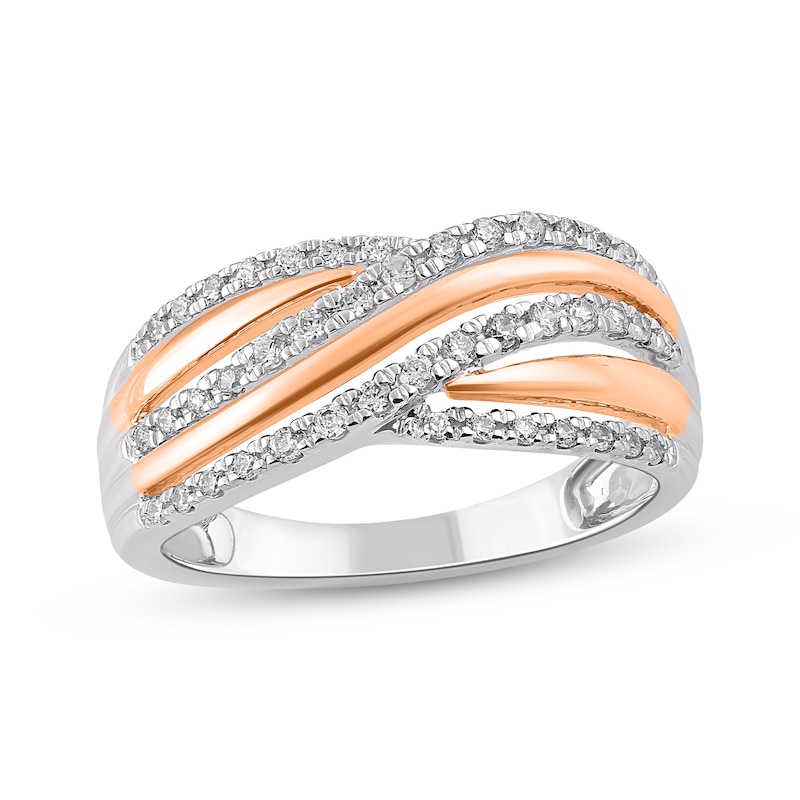 Main Image 1 of Diamond Multi-Row Crossover Ring 1/3 ct tw 14K Two-Tone Gold