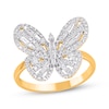 Thumbnail Image 1 of Baguette & Round-Cut Diamond Butterfly Ring 1/2 ct tw 14K Yellow Gold