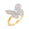 Thumbnail Image 2 of Baguette & Round-Cut Diamond Butterfly Ring 1/2 ct tw 14K Yellow Gold