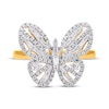 Thumbnail Image 3 of Baguette & Round-Cut Diamond Butterfly Ring 1/2 ct tw 14K Yellow Gold