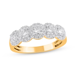 Diamond Five-Stone Halo Ring 1 ct tw 14K Yellow Gold