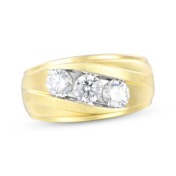 Men's Lab-Created Diamonds by KAY Three-Stone Wedding Band 1-1/2 ct tw 14K Yellow Gold