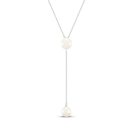 Cultured Pearl Y-Drop Necklace Sterling Silver 18&quot;