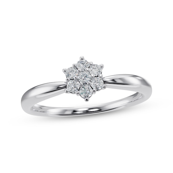 Diamond Flower Promise Ring 1/10 ct tw 10K White Gold