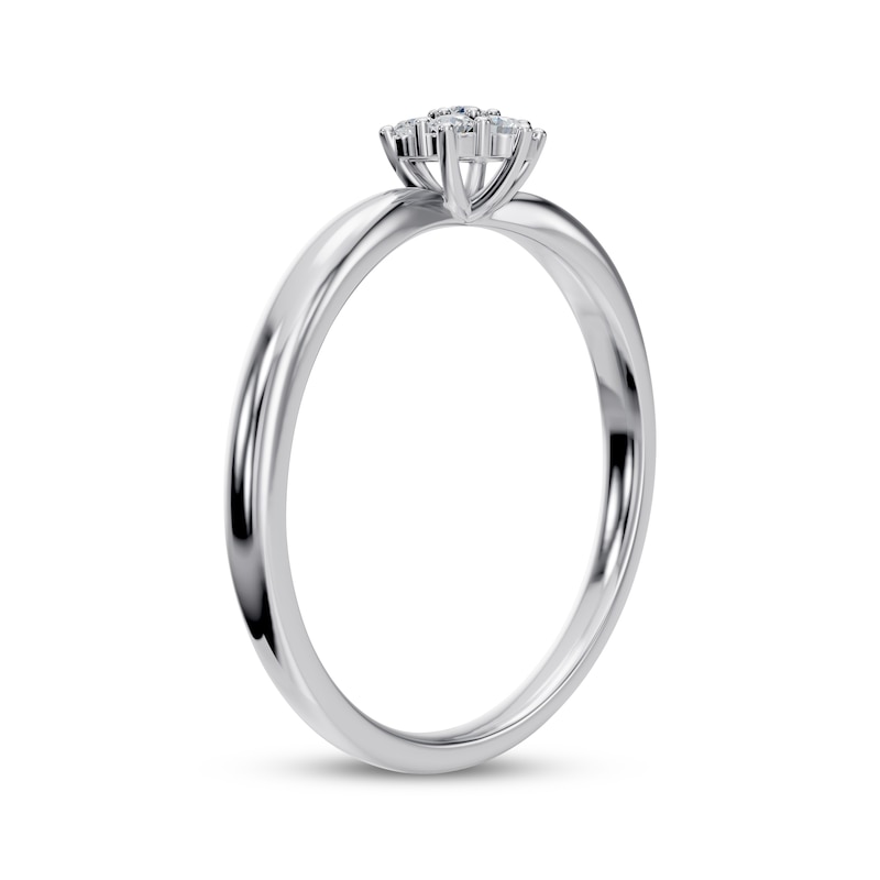 Main Image 2 of Diamond Flower Promise Ring 1/10 ct tw 10K White Gold