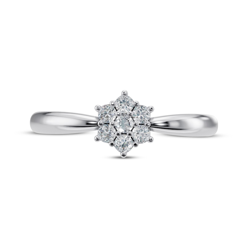 Main Image 3 of Diamond Flower Promise Ring 1/10 ct tw 10K White Gold