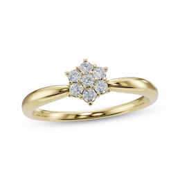 Diamond Flower Promise Ring 1/10 ct tw 10K Yellow Gold