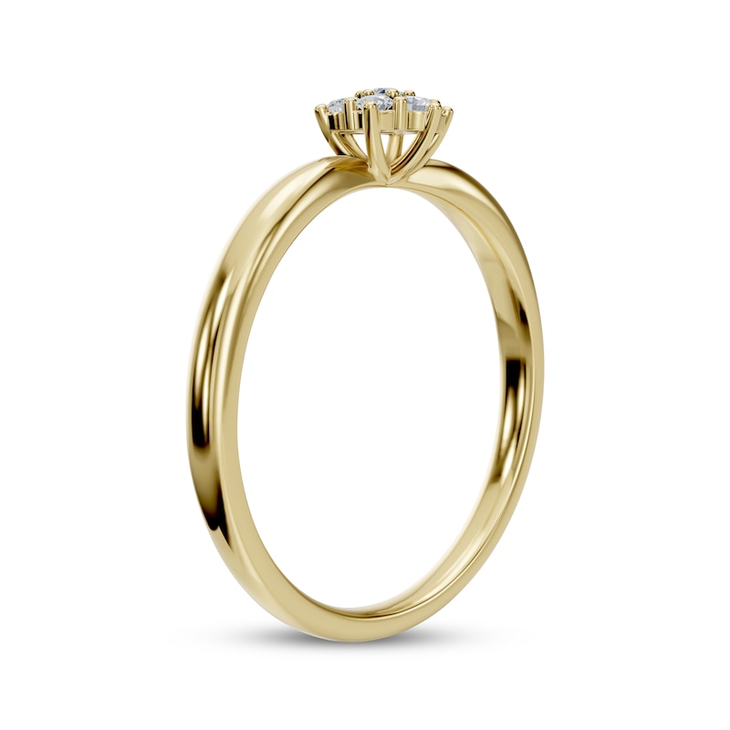Diamond Flower Promise Ring 1/10 ct tw 10K Yellow Gold
