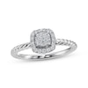 Thumbnail Image 0 of Multi-Diamond Cushion Halo Twist Promise Ring 1/6 ct tw 10K White Gold