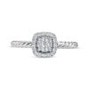 Thumbnail Image 2 of Multi-Diamond Cushion Halo Twist Promise Ring 1/6 ct tw 10K White Gold