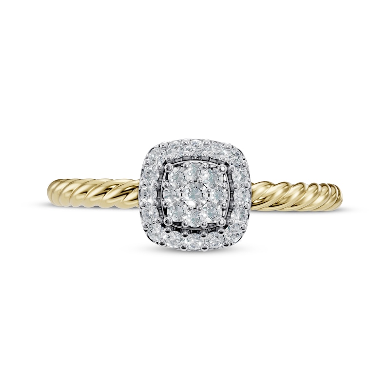 Main Image 3 of Multi-Diamond Cushion Halo Twist Promise Ring 1/6 ct tw 10K Yellow Gold