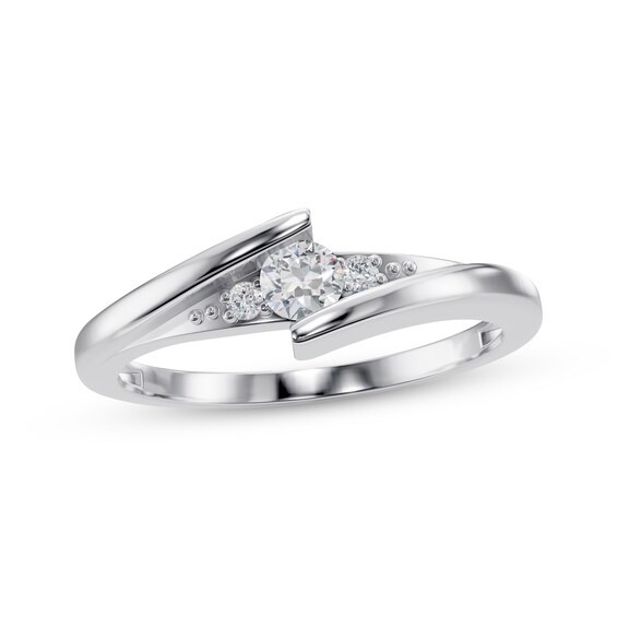 Diamond Bypass Three-Stone Promise Ring 1/8 ct tw 10K White Gold