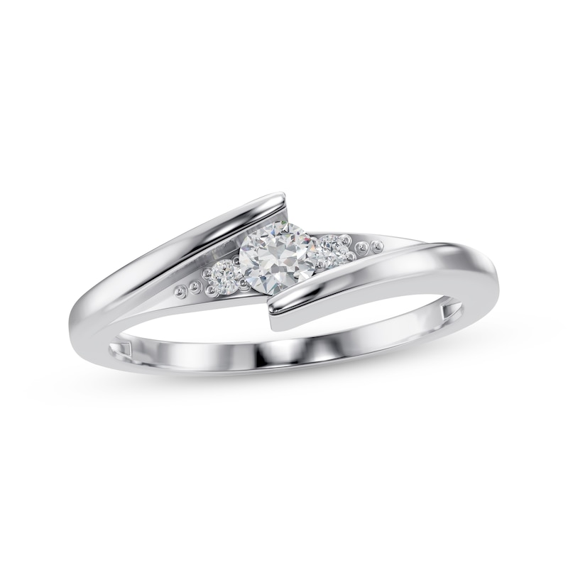 Main Image 1 of Diamond Bypass Three-Stone Promise Ring 1/8 ct tw 10K White Gold