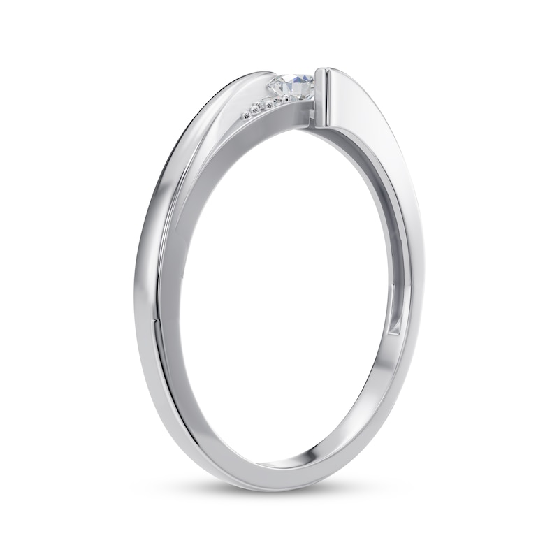 Main Image 2 of Diamond Bypass Three-Stone Promise Ring 1/8 ct tw 10K White Gold