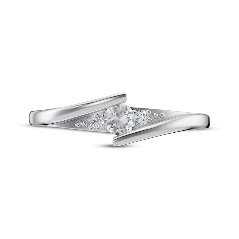 Main Image 3 of Diamond Bypass Three-Stone Promise Ring 1/8 ct tw 10K White Gold