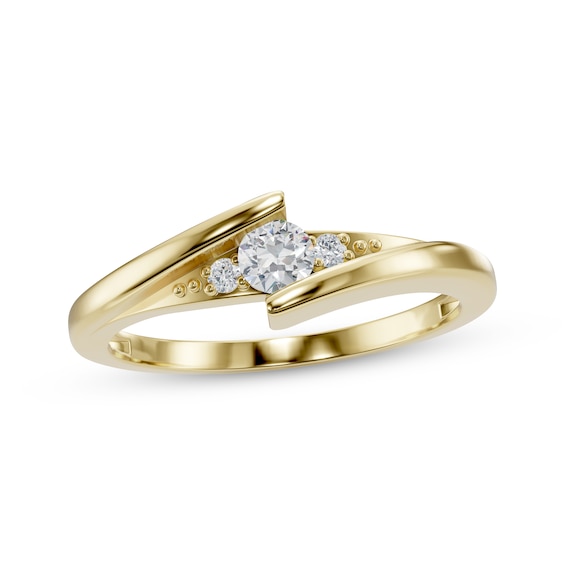 Diamond Bypass Three-Stone Promise Ring 1/8 ct tw 10K Yellow Gold