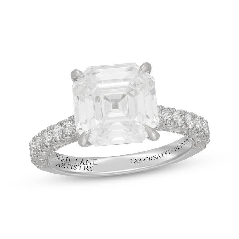 Main Image 1 of Neil Lane Artistry Heritage Square Emerald-Cut Lab-Grown Diamond Engagement Ring 5-5/8 ct tw Platinum