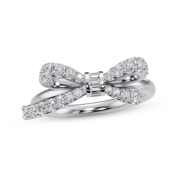 Baguette & Round-Cut Diamond Bow Ring 1/2 ct tw 10K White Gold