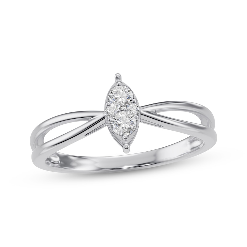 Multi-Diamond Marquise-Shaped Ring 1/6 ct tw 10K White Gold