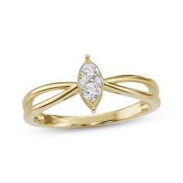 Multi-Diamond Marquise-Shaped Ring 1/6 ct tw 10K Yellow Gold