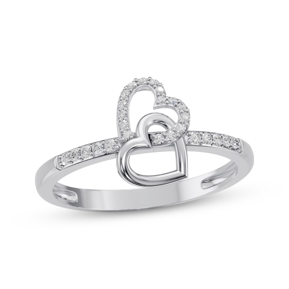 Diamond Double-Heart Ring 1/20 ct tw 10K White Gold