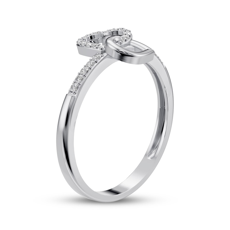 Diamond Double-Heart Ring 1/20 ct tw 10K White Gold