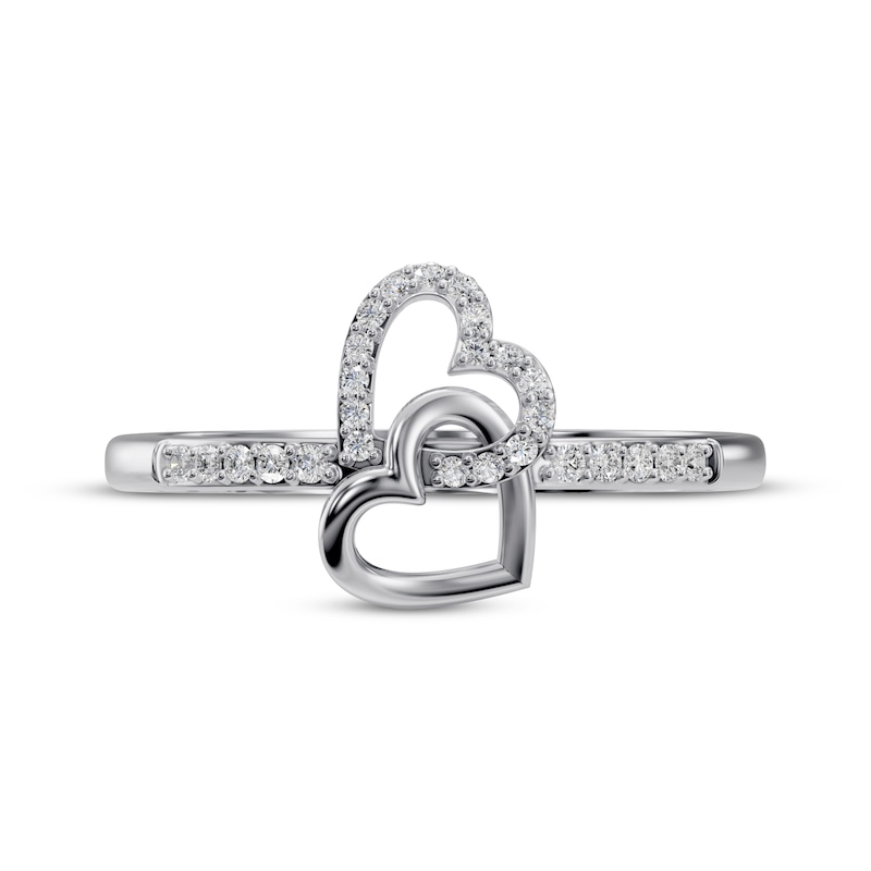 Diamond Double-Heart Ring 1/20 ct tw 10K White Gold