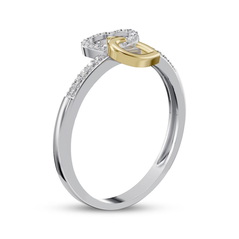 Main Image 2 of Diamond Double Heart Ring 1/20 ct tw 10K Two-Tone Gold