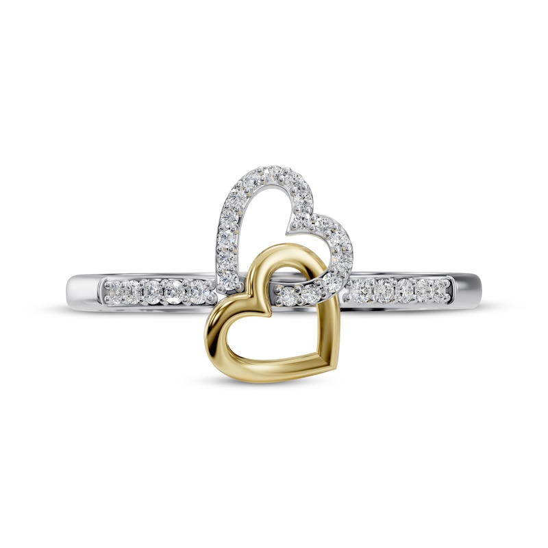 Diamond Double Heart Ring 1/20 ct tw 10K Two-Tone Gold