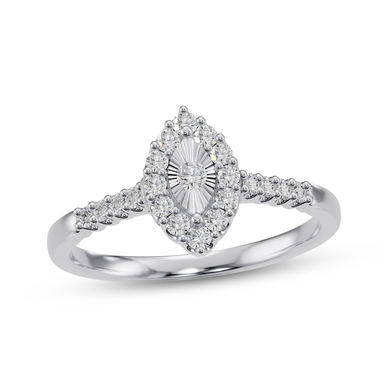 Multi-Diamond Marquise Frame Ring 1/5 ct tw 10K White Gold