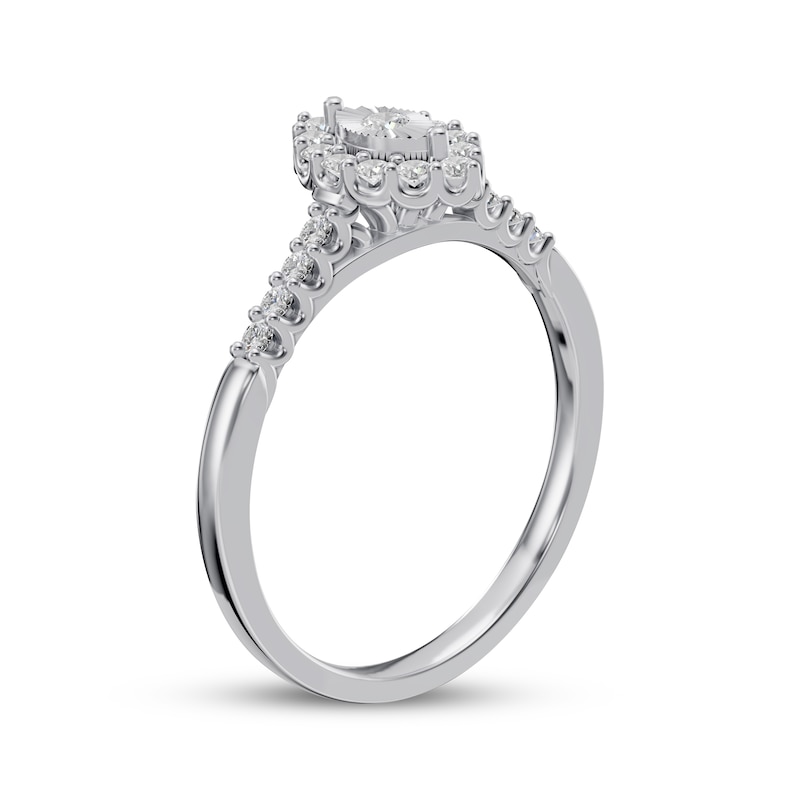 Multi-Diamond Marquise Frame Ring 1/5 ct tw 10K White Gold