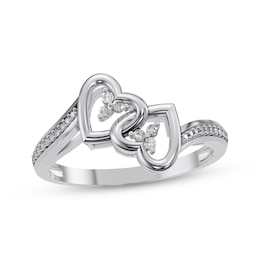 Diamond Double-Heart Ring 1/20 ct tw 10K White Gold
