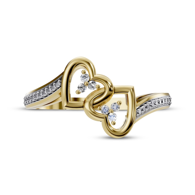 Main Image 3 of Diamond Double-Heart Ring 1/20 ct tw 10K Yellow Gold