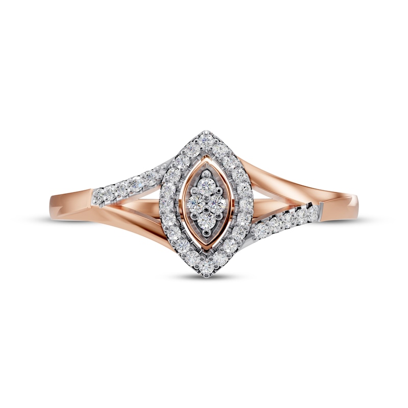 Multi-Diamond Marquise-Shaped Halo Ring 1/8 ct tw 10K Rose Gold